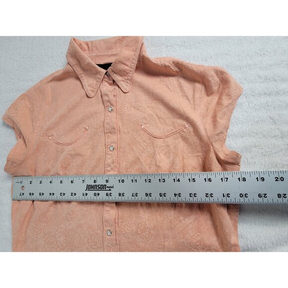Outback Trading Co Women Peach Tooled Short Sleeve Button-Up Western Shirt Small - Picture 7 of 8